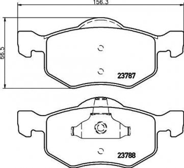 Колодки гальмівні дискові передні на Mazda Tribute 2.0, 3.0 (06-08)/Ford KA 1.2, 1.3 (08-) NISSHINBO NP5028 (фото 1)