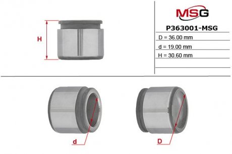 Поршень гальмівного супорту MERCEDES-BENZ CLC 08-11, CLK W208 97-02, CLK W209 02-10, C-Class W203 00-07, C-Class W202 93-00, E-Class W210 94-03, SLK R170 96-04, SLK R171 04-11 P363001-MSG