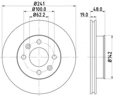 Диск гальмівний передній Hyundai Getz 1.1, 1.3, 1.5, 1.6 (02-05) (ND6017) NISSHINBO