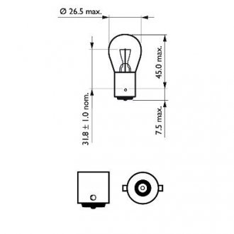 Автомобильная лампа: 12 [В] (к-кт 2шт) P21W LongLife EcoVision 21W цоколь BA15s Blister 38210530