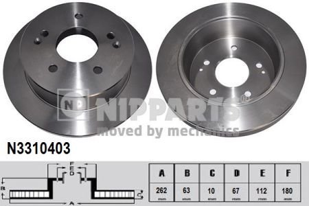 Тормозной диск (задний) NIPPARTS N3310403 (фото 1)