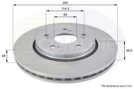 Тормозной диск вентилируемый (передний) Comline ADC0560V (фото 1)