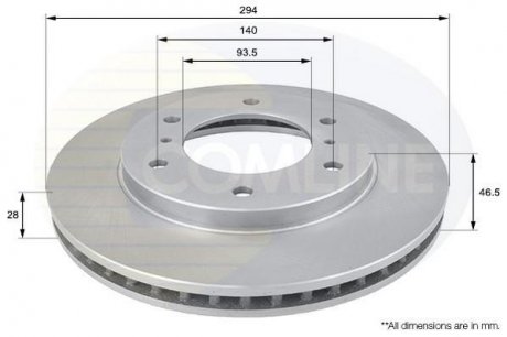 Тормозной диск вентилируемый (передний) Comline ADC0378V (фото 1)