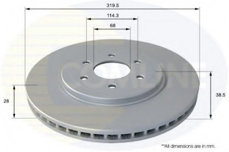 Гальмівний диск вентильований (передній) ADC0269V