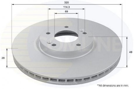 Тормозной диск вентилируемый (передний) Comline ADC1096V (фото 1)