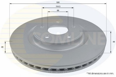 Тормозной диск вентилируемый (передний) Comline ADC0298V (фото 1)