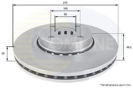 Гальмівний диск вентильований (передній) Comline ADC01118V (фото 1)