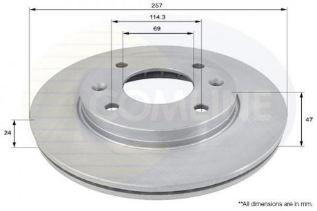 Тормозной диск вентилируемый (передний) Comline ADC1042V (фото 1)