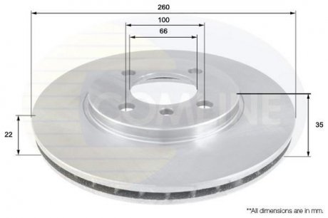 Тормозной диск вентилируемый (передний) Comline ADC1709V (фото 1)