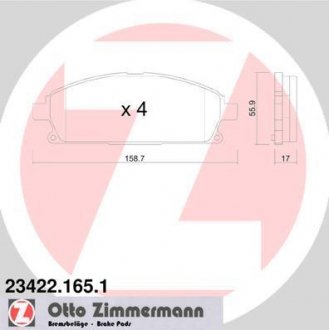 Дисковые тормозные колодки (передние) ZIMMERMANN 234221651 (фото 1)