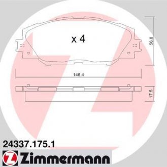 Дисковые тормозные колодки (передние) ZIMMERMANN 243371751 (фото 1)