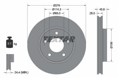 Тормозной диск (передний) TEXTAR 92197403 (фото 1)