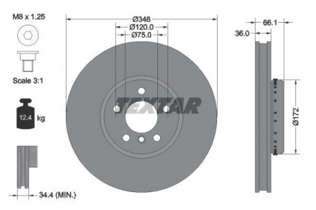 Гальмівний диск TEXTAR 92253725 (фото 1)