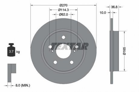 Гальмівний диск (задній) TEXTAR 92164003 (фото 1)