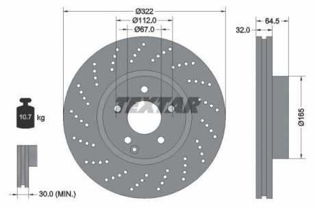 Гальмівний диск (передній) TEXTAR 92163403 (фото 1)