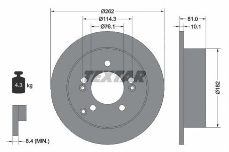 Гальмівний диск (задній) TEXTAR 92156803 (фото 1)