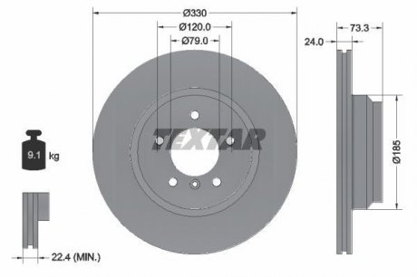 Тормозной диск (передний) TEXTAR 92137805 (фото 1)