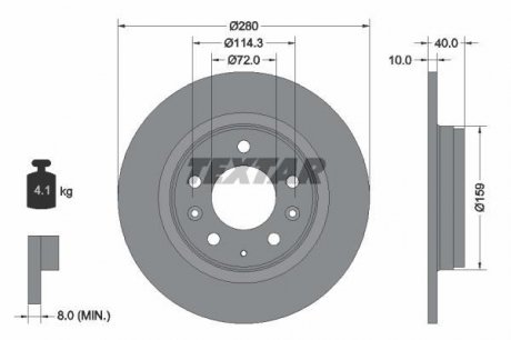Гальмівний диск (задній) TEXTAR 92125603 (фото 1)