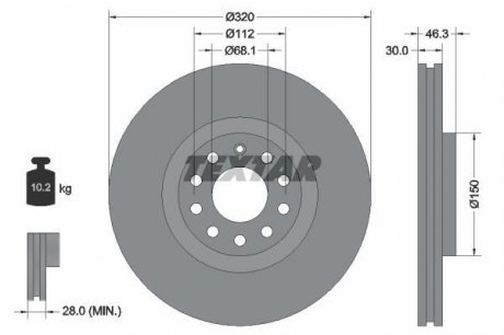 Гальмівний диск (передній) TEXTAR 92106705 (фото 1)