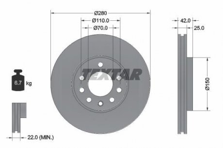 Гальмівний диск (передній) TEXTAR 92091903 (фото 1)