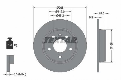 Гальмівний диск (задній) TEXTAR 92074303 (фото 1)
