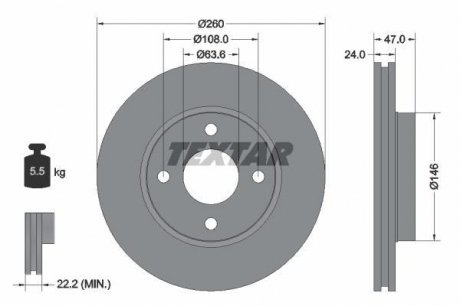 Тормозной диск (передний) TEXTAR 92063503 (фото 1)