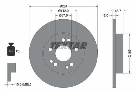 Гальмівний диск (передній) TEXTAR 92031803 (фото 1)