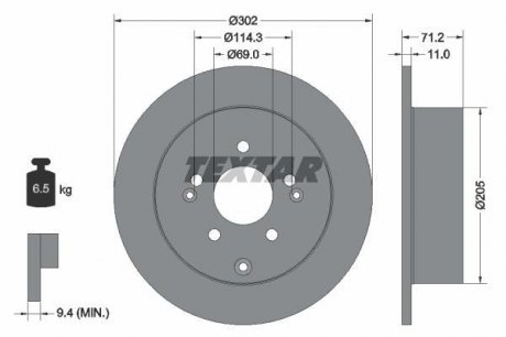 Гальмівний диск (задній) TEXTAR 92166103 (фото 1)