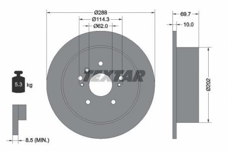 Гальмівний диск (задній) TEXTAR 92171603 (фото 1)