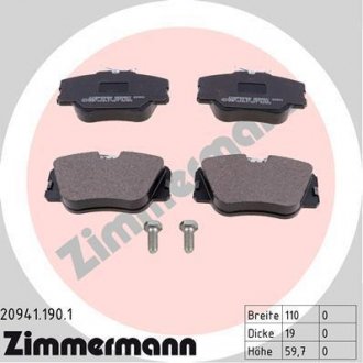Комплект гальмівних колодок ZIMMERMANN 20941.190.1 (фото 1)