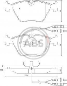 Дисковые тормозные колодки (передние) A.B.S. 36774 (фото 1)