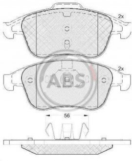 Дисковые тормозные колодки (передние) A.B.S. 37744 (фото 1)