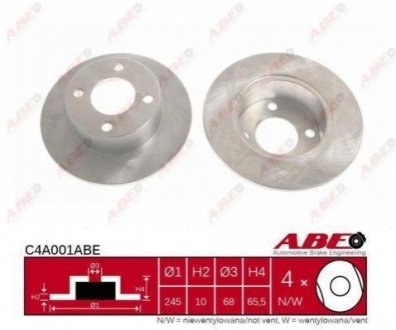 Тормозной диск (задний) ABE C4A001ABE (фото 1)