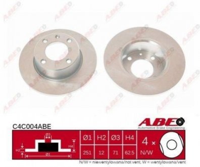 Тормозной диск (задний) ABE C4C004ABE (фото 1)