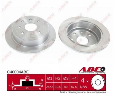 Тормозной диск (задний) ABE C40004ABE (фото 1)