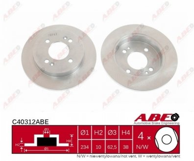Тормозной диск (задний) ABE C40312ABE (фото 1)