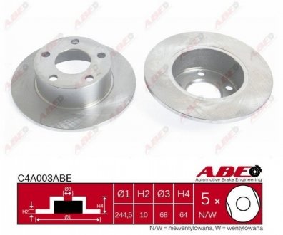 Тормозной диск (задний) ABE C4A003ABE (фото 1)