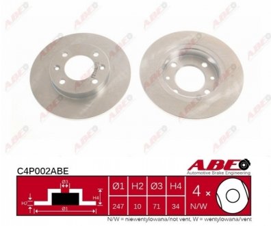 Тормозной диск (задний) ABE C4P002ABE (фото 1)