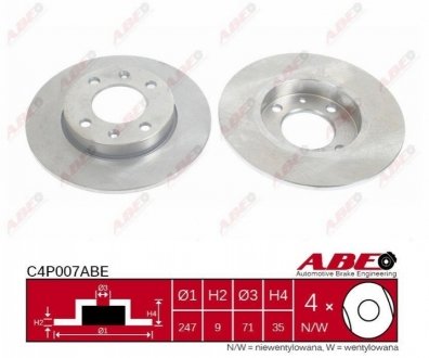 Тормозной диск (задний) ABE C4P007ABE (фото 1)