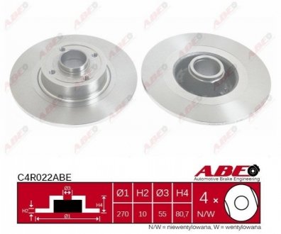 Тормозной диск (задний) ABE C4R022ABE (фото 1)
