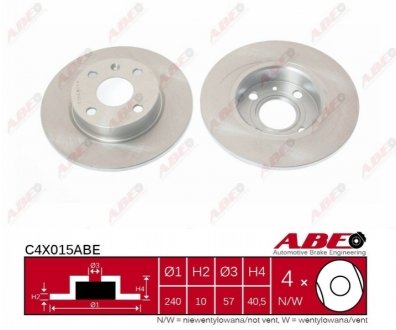 Гальмівний диск (задній) ABE C4X015ABE (фото 1)