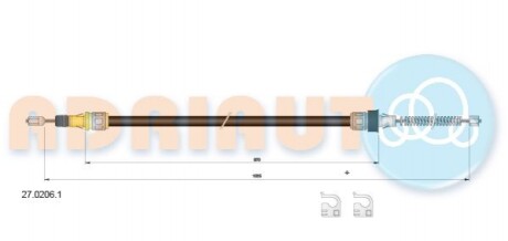 SMART Трос ручного тормоза 1035/870+1035/870 мм ROADSTER 03- Adriauto 27.0206.1 (фото 1)