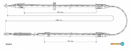 Трос ручного тормоза правый Adriauto 33.0211 (фото 1)