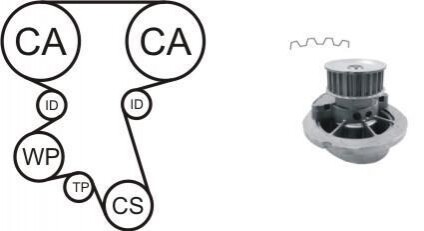 Комплект ГРМ (помпа + ремень + 3 ролика + крепление) WPK-167602