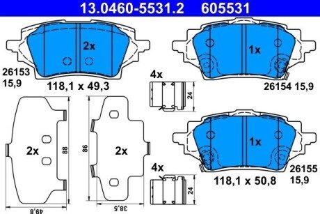 Гальмівні колодки, дискові 13.0460-5531.2