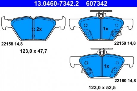Дисковые тормозные колодки (задние) ATE 13.0460-7342.2 (фото 1)