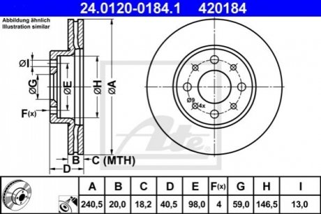 Тормозной диск (передний) ATE 24.0120-0184.1 (фото 1)