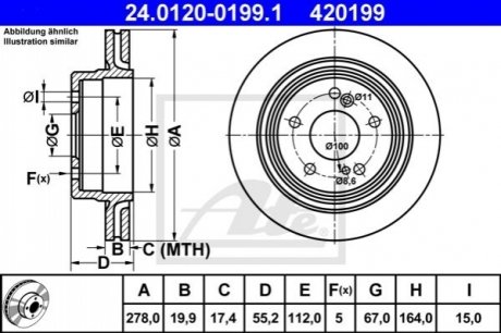 Тормозной диск (задний) ATE 24.0120-0199.1 (фото 1)
