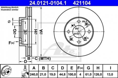 Тормозной диск (передний) ATE 24.0121-0104.1 (фото 1)