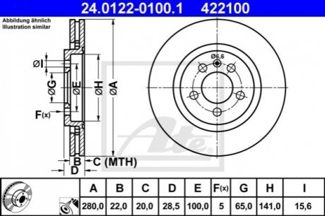 Тормозной диск (передний) ATE 24.0122-0100.1 (фото 1)